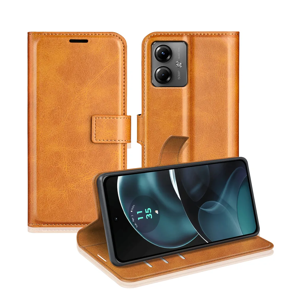 Motorola Moto G14 4G Drop-proof Magnetic Clasp Wallet Stand Case Well-protected PU Leather+TPU Interior Flip Cover