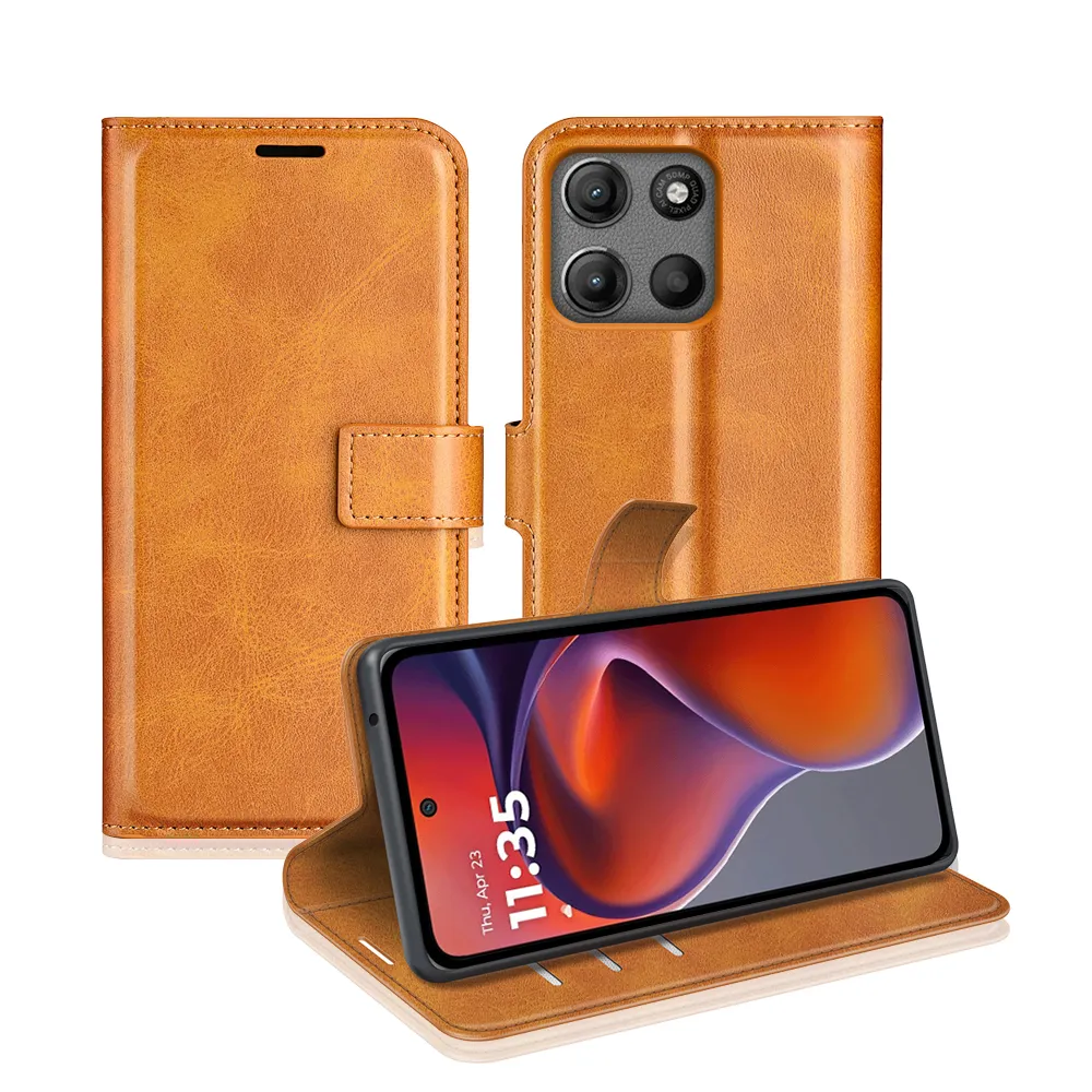 Motorola Moto G15 4G/Moto G15 Power 4G Drop-proof Magnetic Clasp Wallet Stand Case Well-protected PU Leather+TPU Interior Flip Cover