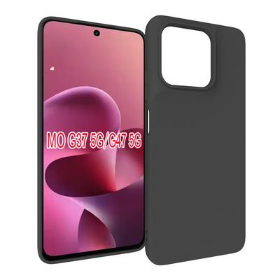 For Motorola G37/G47 Black Matte Shockproof Durable Soft TPU Back Cover Phone Case 