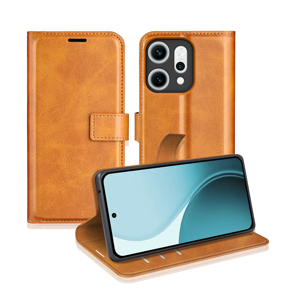 OPPO Reno 14 5G Drop-proof Magnetic Clasp Wallet Stand Case Well-protected PU Leather+TPU Interior Flip Cover