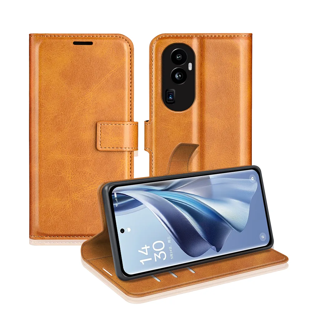 OPPO Reno 10 Pro Plus Drop-proof Magnetic Clasp Wallet Stand Case Well-protected PU Leather+TPU Interior Flip Cover