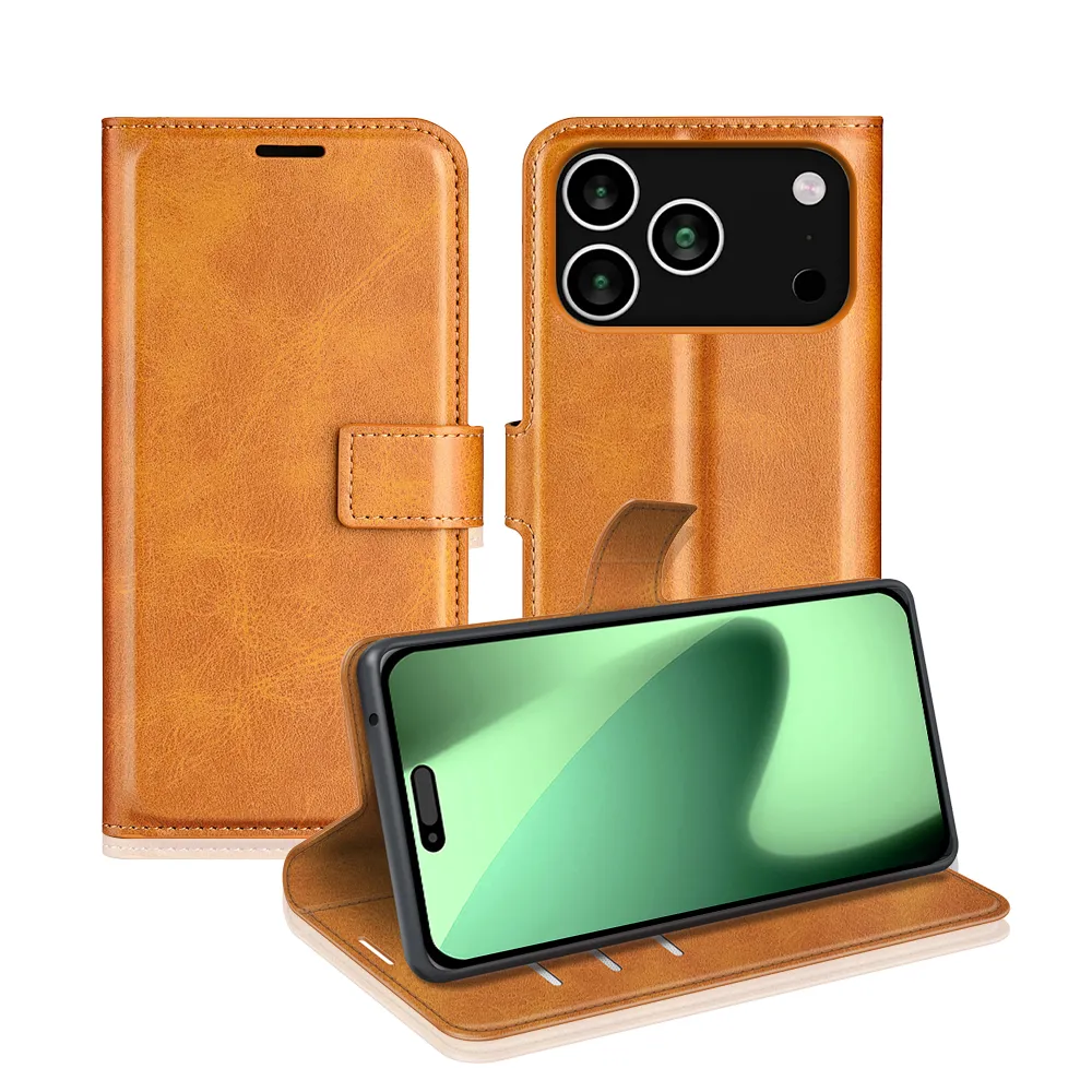 iPhone 17 Pro Drop-proof Magnetic Clasp Wallet Stand Case Well-protected PU Leather+TPU Interior Flip Cover