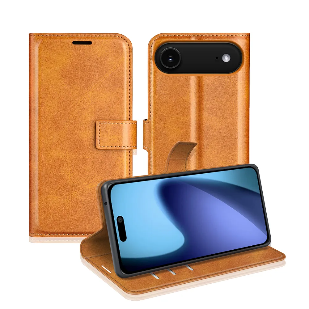 iPhone 17 Air Drop-proof Magnetic Clasp Wallet Stand Case Well-protected PU Leather+TPU Interior Flip Cover