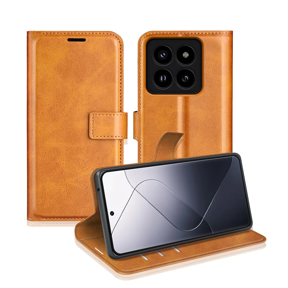 Xiaomi 14 Pro Drop-proof Magnetic Clasp Wallet Stand Case Well-protected PU Leather+TPU Interior Flip Cover