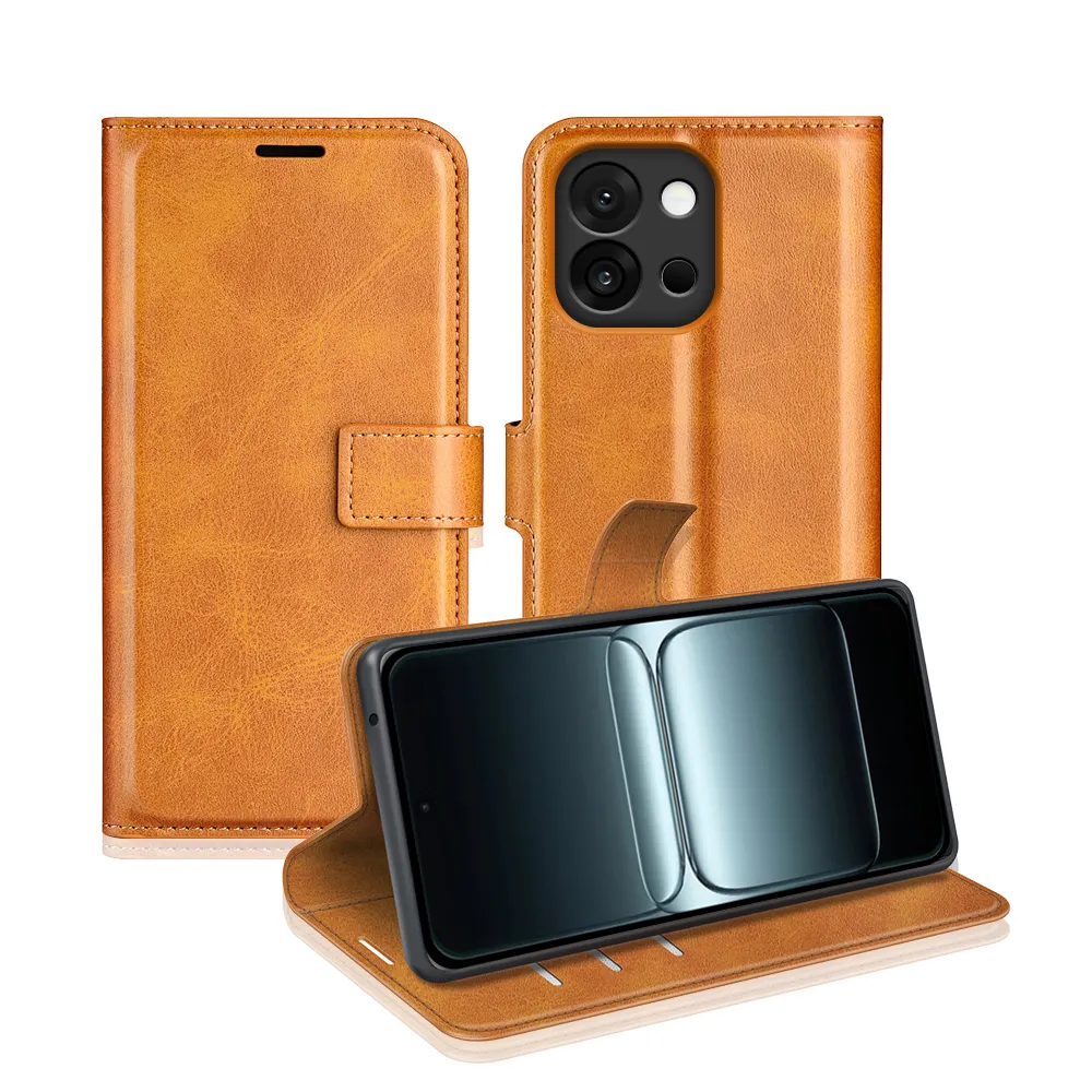 Oneplus 13T / 13S Drop-proof Magnetic Clasp Wallet Stand Case Well-protected PU Leather+TPU Interior Flip Cover