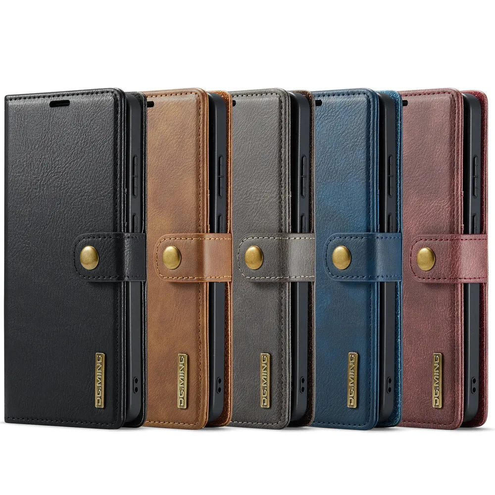 DG.MING Wallet Split Leather Cover Detachable 2-in-1 PC Back Case for Samsung Galaxy S26 Ultra