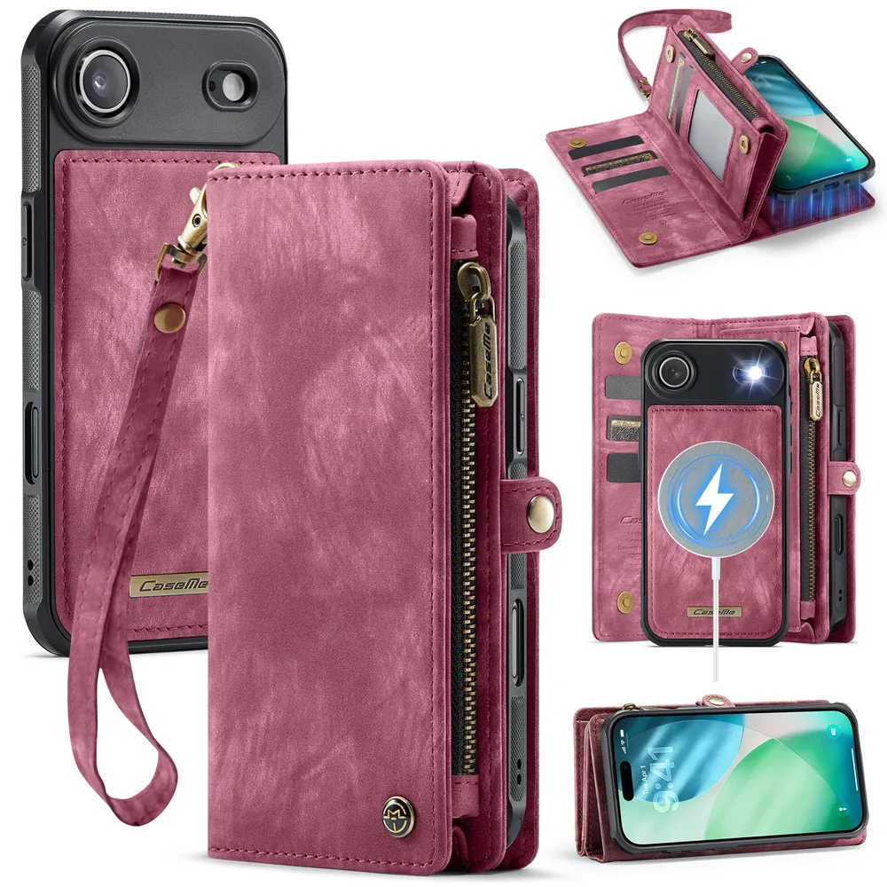 CASEME 008 Series Detachable 2-in-1 Wallet Split Leather Mobile Casing for iPhone 17 Air
