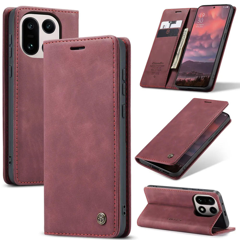 CASEME 013 Series for OnePlus 15 Wallet PU Leather Case Foldable Stand Magnetic Auto-absorbed Flip Cover