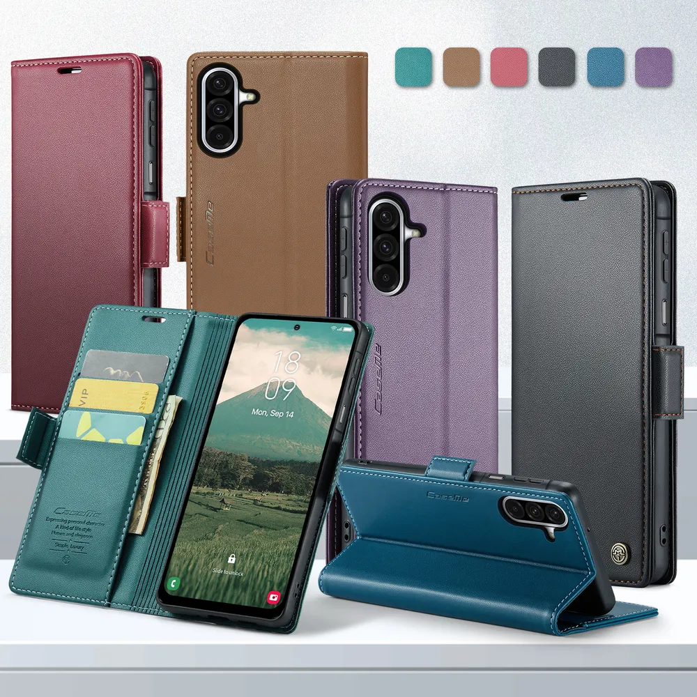 CASEME 023 Series For Samsung Galaxy A17 RFID Blocking Leather Case Wallet Stand Phone Cover