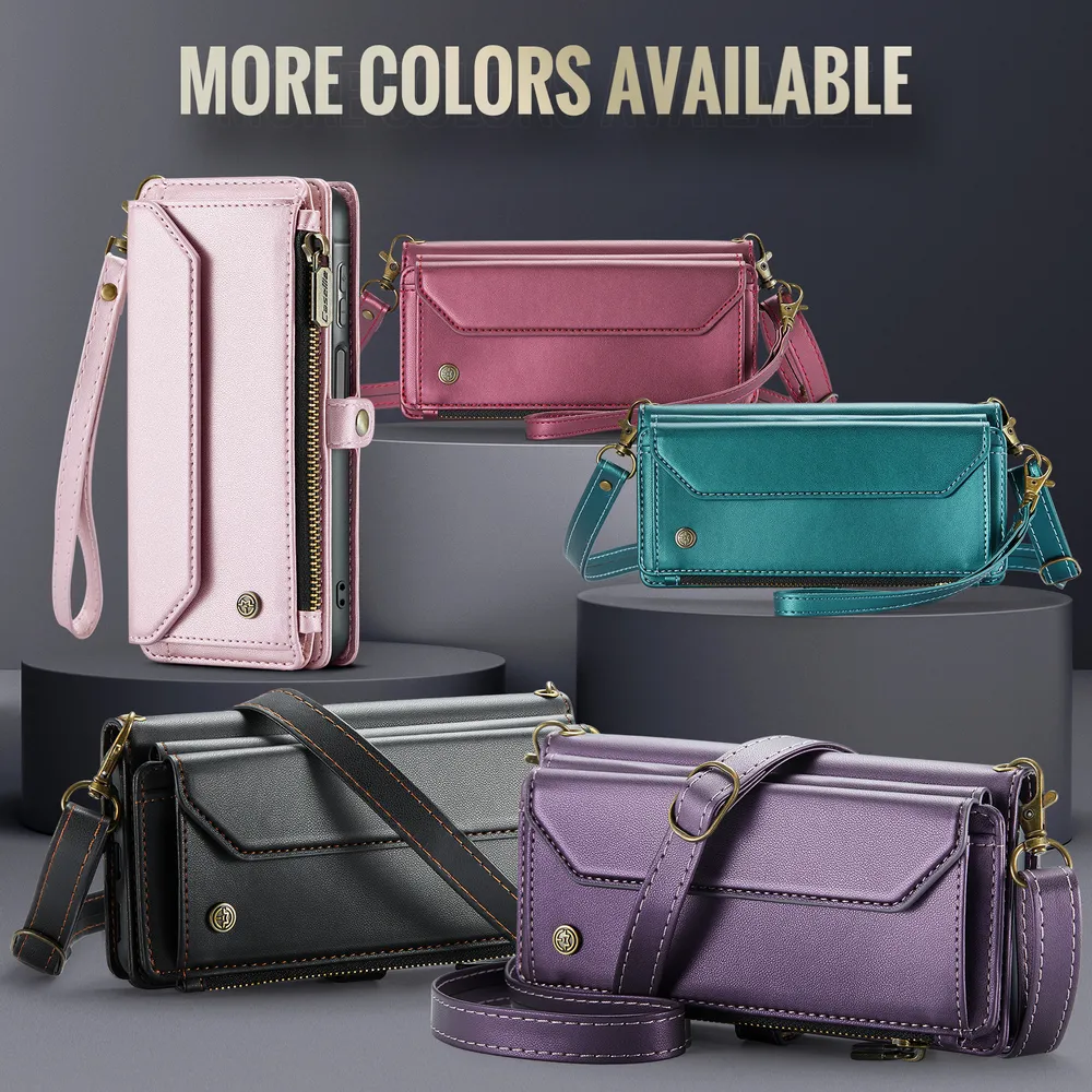 CASEME C36 Series For Samsung Galaxy A17 Case Leather Magnetic Handbag Zipper Pocket Phone Cover